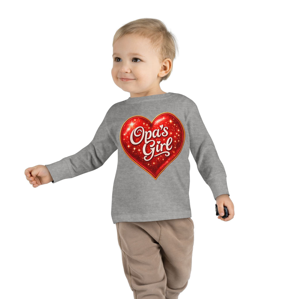 Opa's Girl Toddler Long Sleeve Tee | Pink Heart Kids Shirt