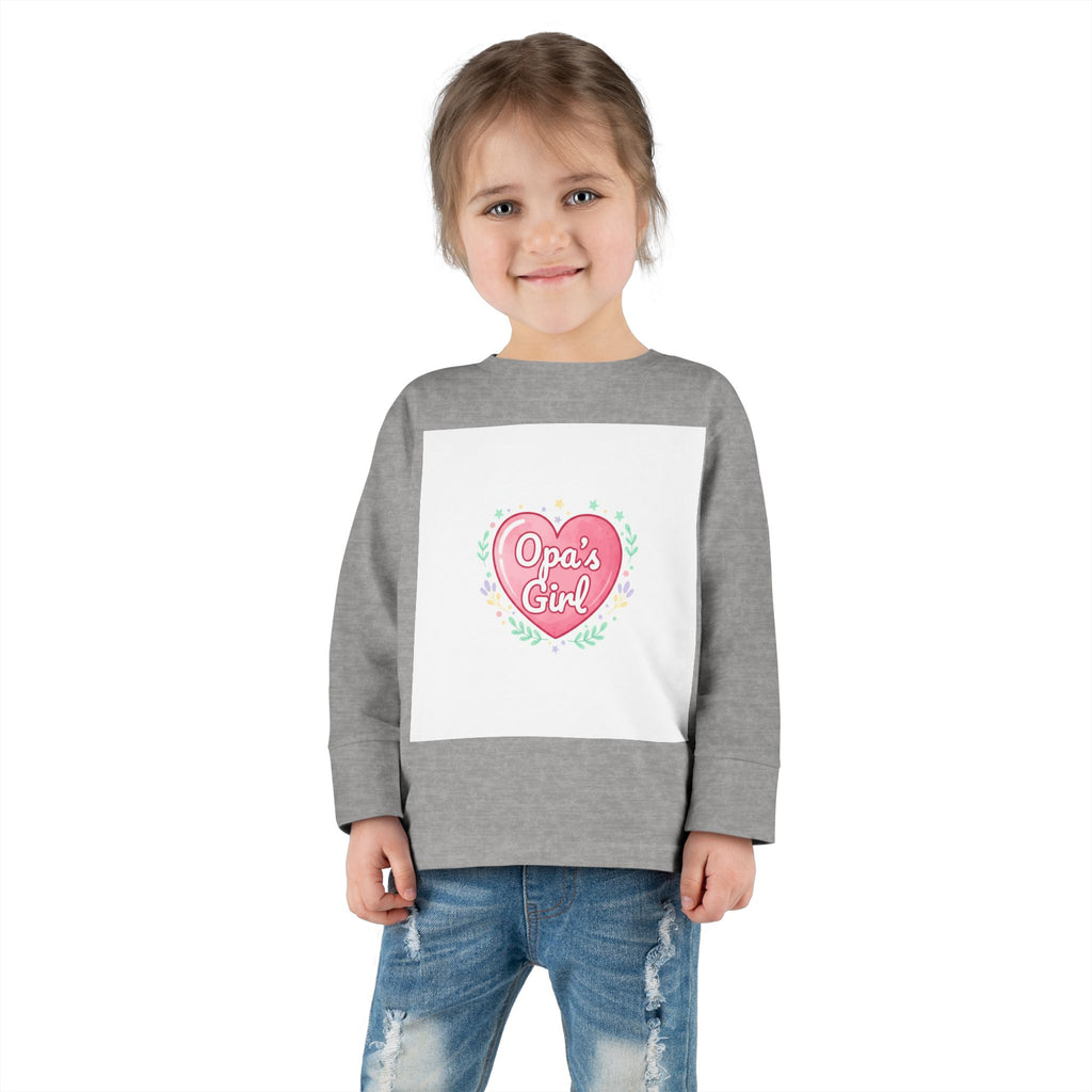 Opa's Girl Toddler Long Sleeve Tee | Pink Heart Love Design