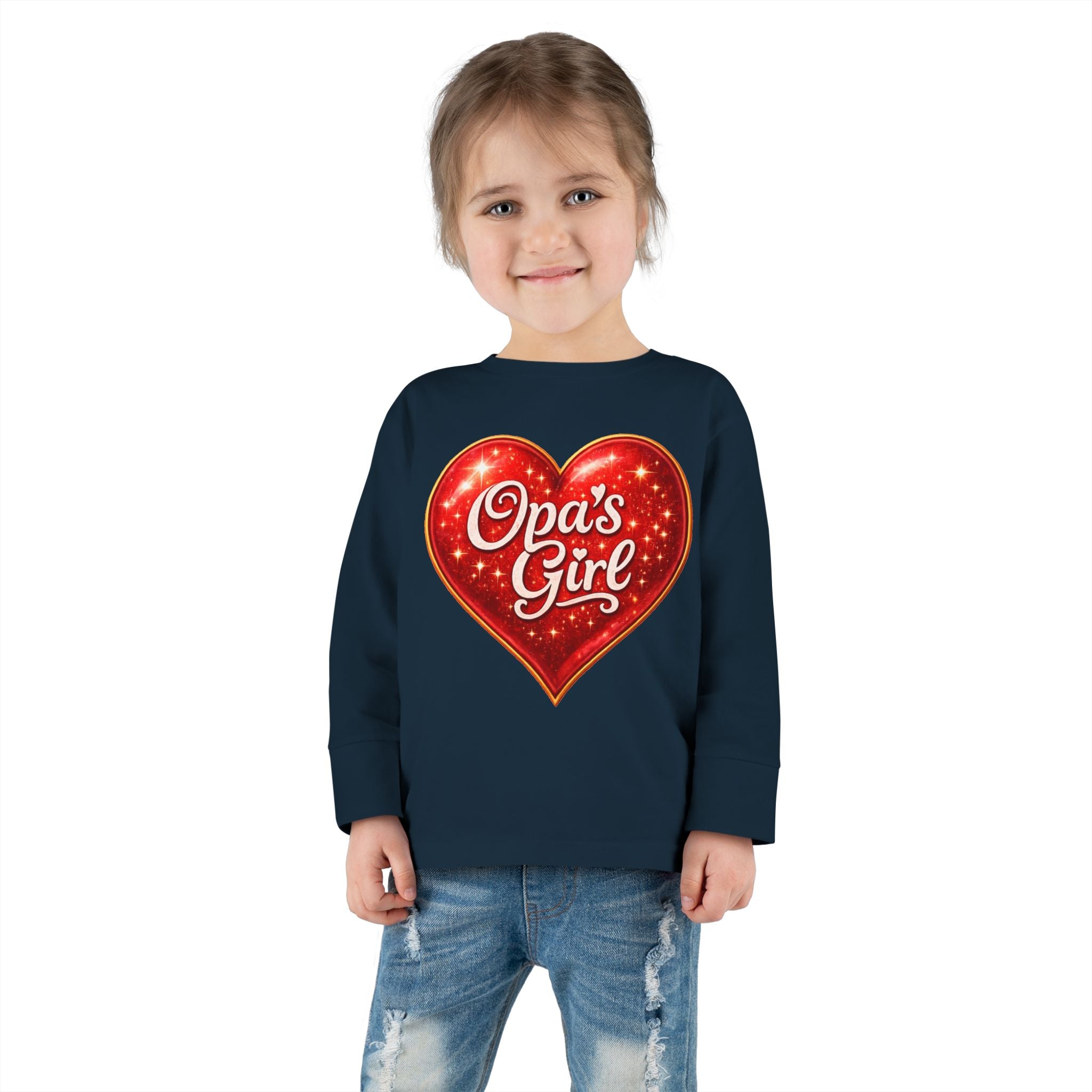 Opa's Girl Toddler Long Sleeve Tee | Pink Heart Kids Shirt