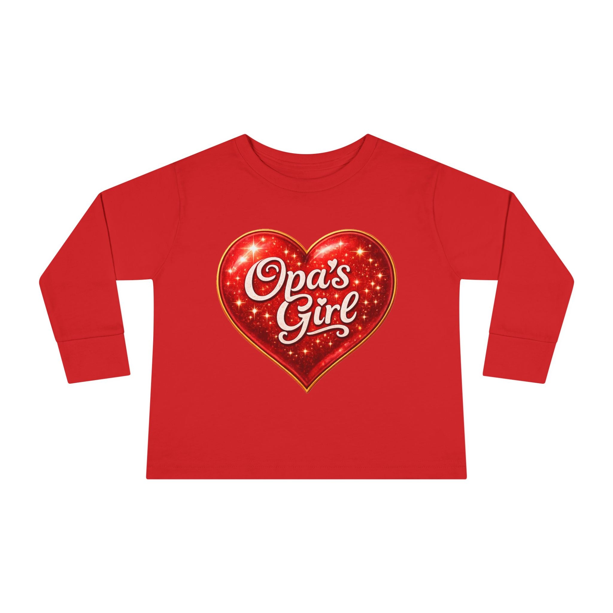 Opa's Girl Toddler Long Sleeve Tee | Pink Heart Kids Shirt