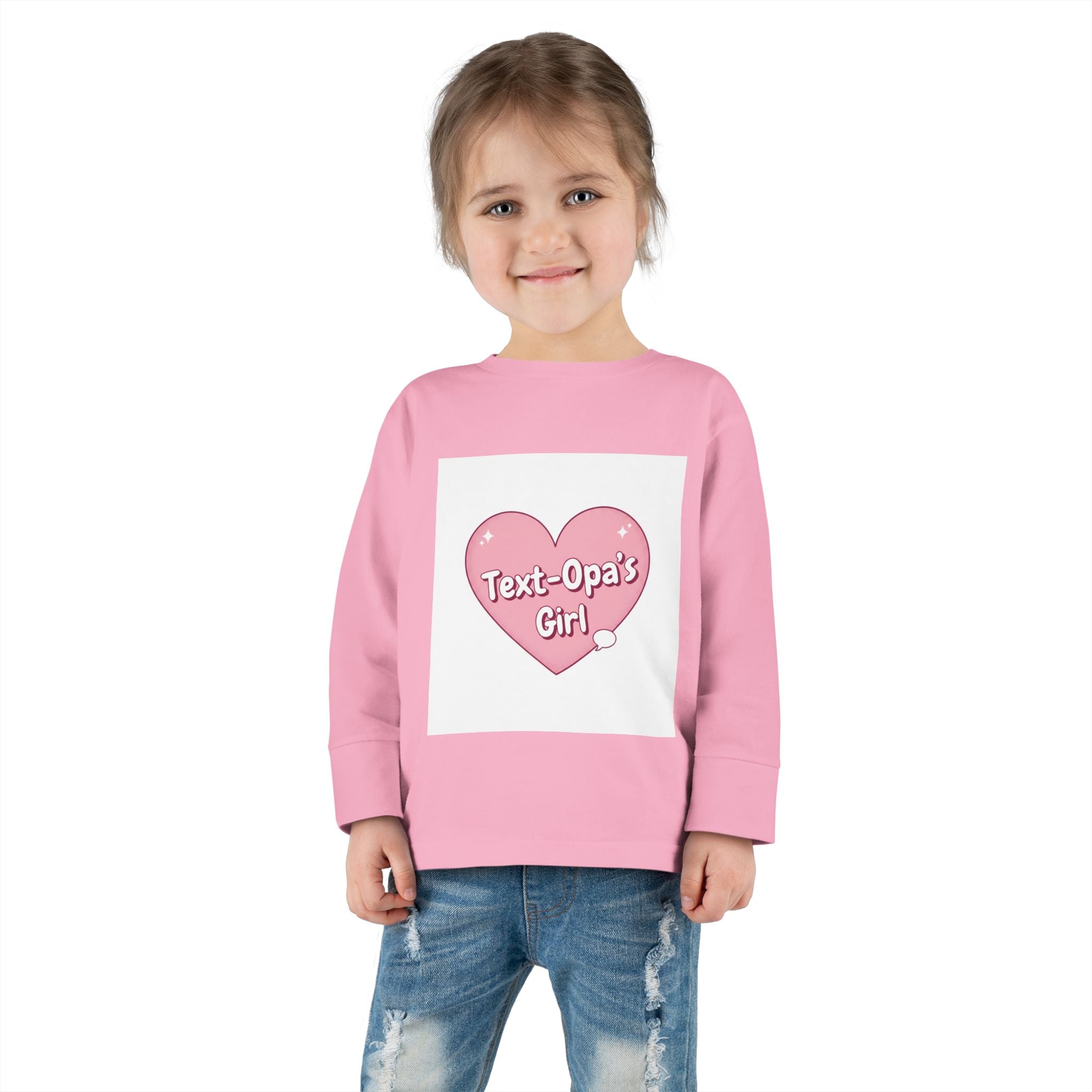 Opa's Girl Toddler Long Sleeve Tee | Pink Heart Love Design