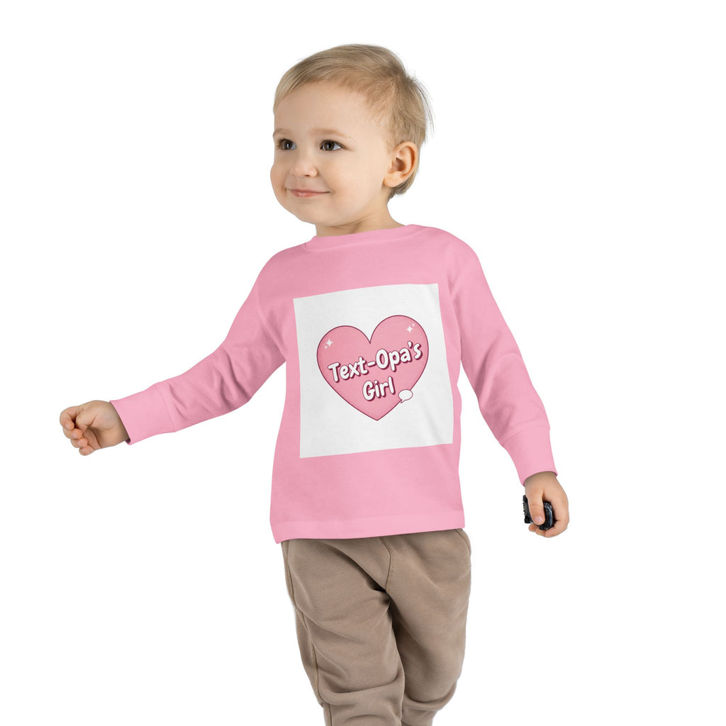 Opa's Girl Toddler Long Sleeve Tee | Pink Heart Love Design