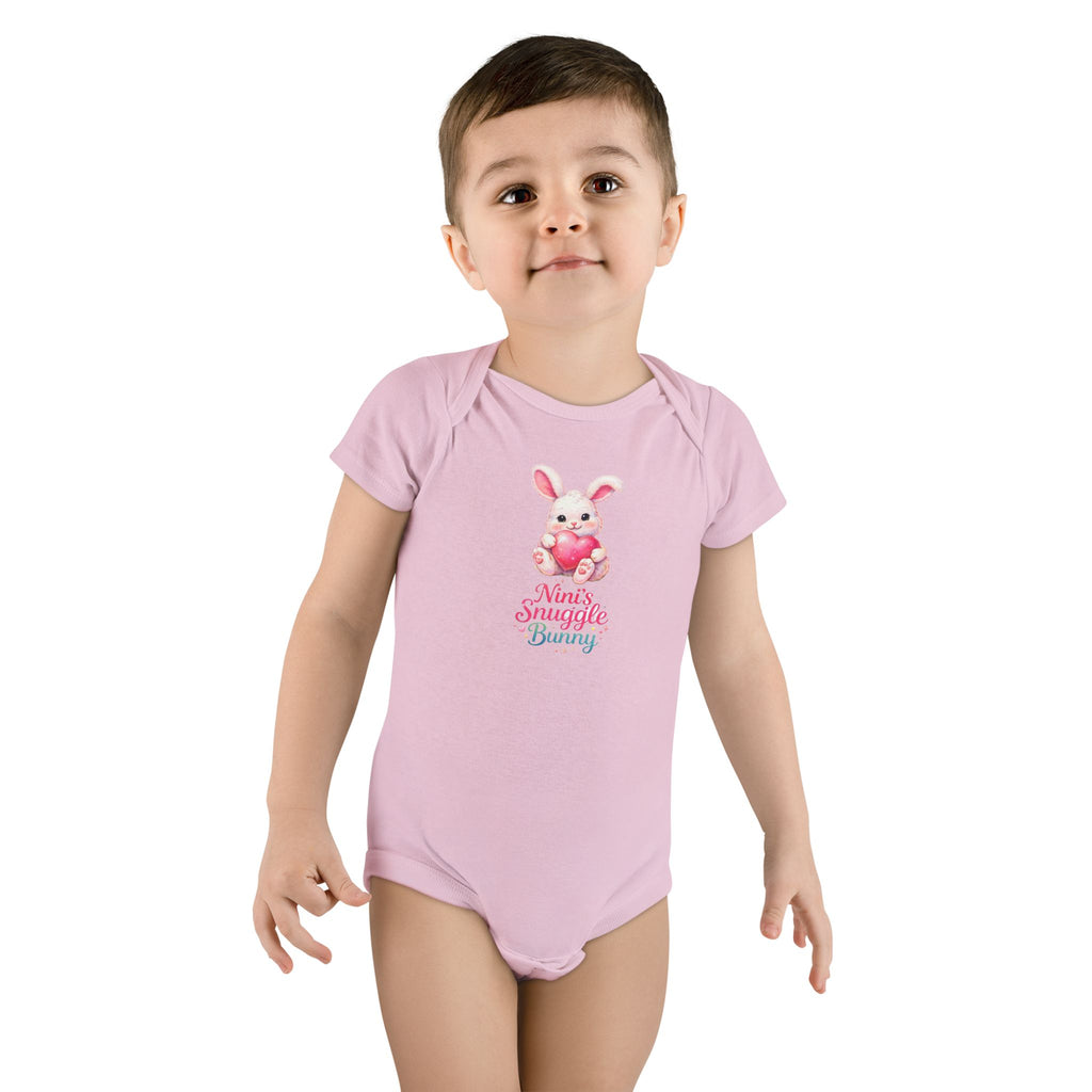 Nini's Snuggle Bunny baby onesie | Cute pastel bunny illustration/Valentine