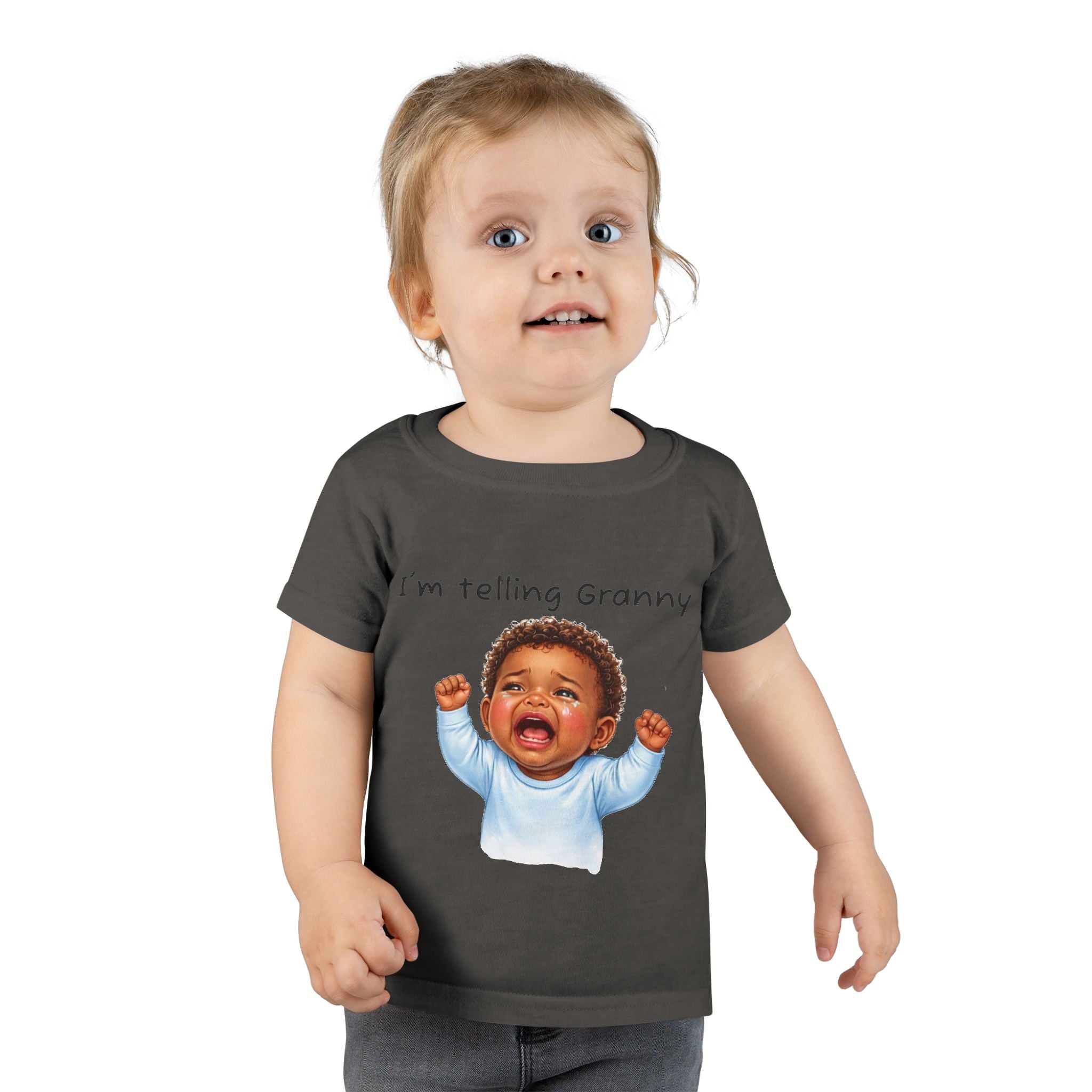 Toddler T-Shirt — Happy Baby Crying Face Graphic Tee (Cute Infant Emotion Shirt)