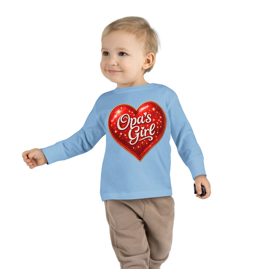 Opa's Girl Toddler Long Sleeve Tee | Pink Heart Kids Shirt
