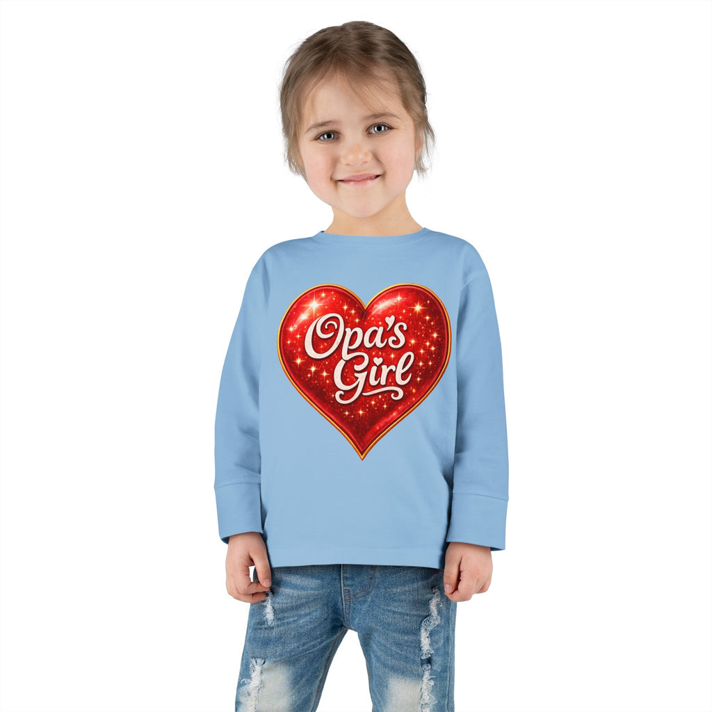 Opa's Girl Toddler Long Sleeve Tee | Pink Heart Kids Shirt