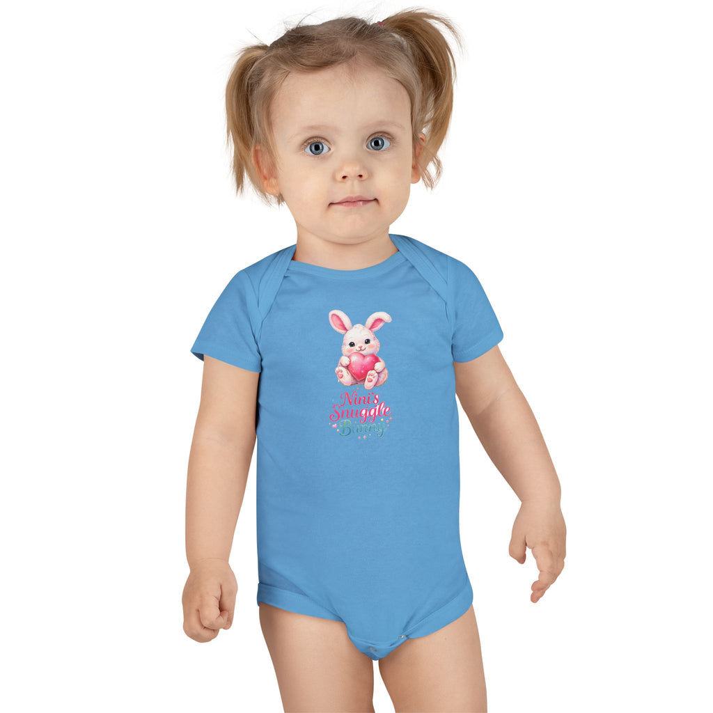 Nini's Snuggle Bunny baby onesie | Cute pastel bunny illustration/Valentine