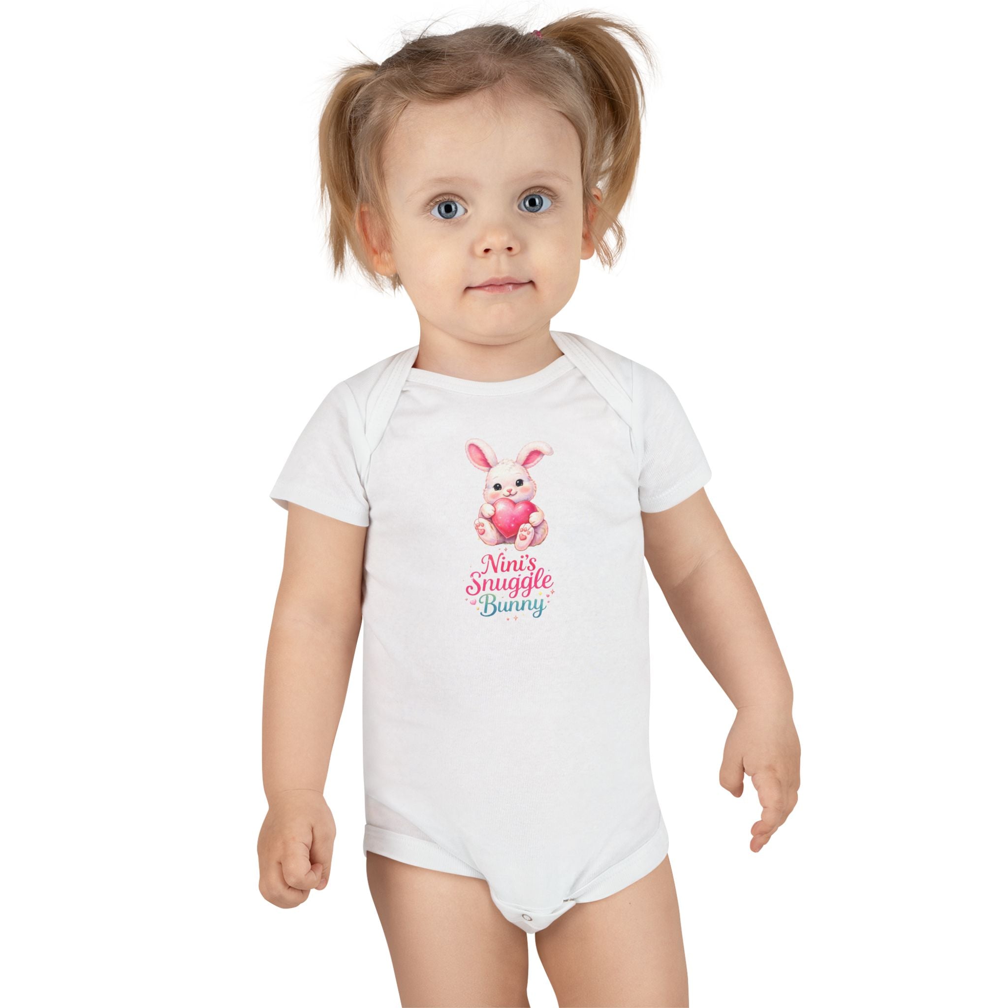 Nini's Snuggle Bunny baby onesie | Cute pastel bunny illustration/Valentine