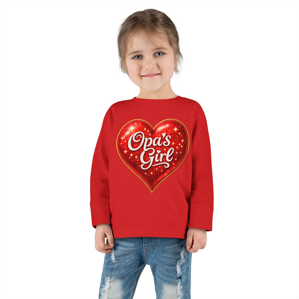Opa's Girl Toddler Long Sleeve Tee | Pink Heart Kids Shirt