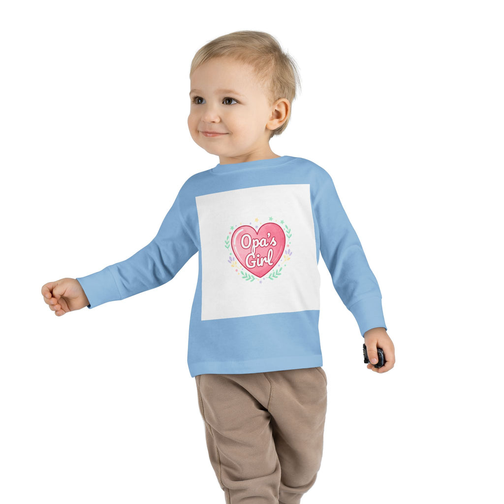 Opa's Girl Toddler Long Sleeve Tee | Pink Heart Love Design